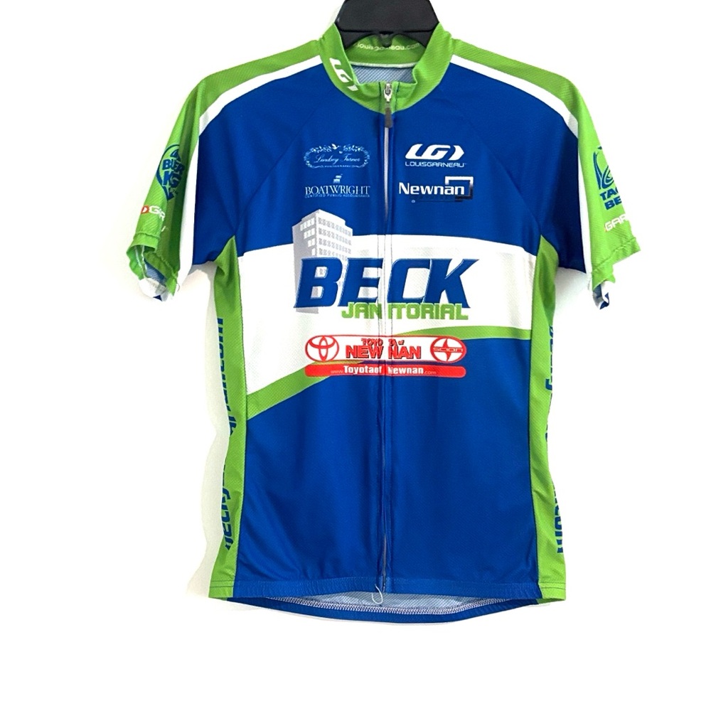 Louis‎ Garneau Size S Blue and Green Cycling Jersey